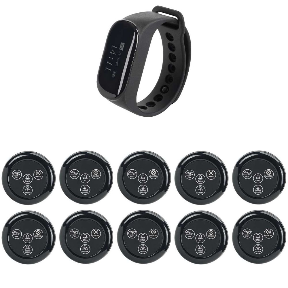Retekess Waterproof Waiter Paging System TD112 Watch Pagers TD032 Call Buttons for Restaurant, Coffee Shop, and Hotel
