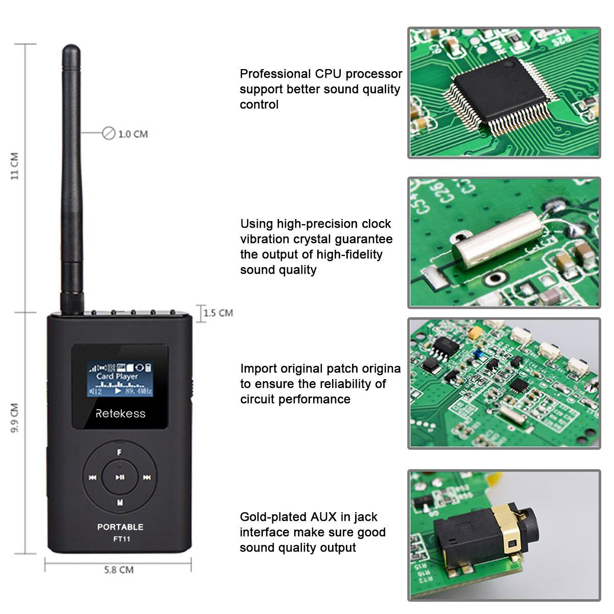 Retekess FT11 Portable FM Transmitter Support TF Card Retekess