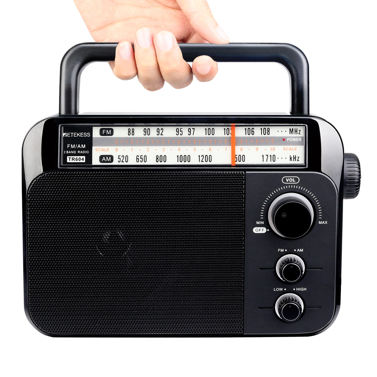 Retekess TR604 AM FM Radio, Battery Operated Radio Portable, AM FM Radio  Plug in Wall, High/Low Tone Mode, Big Speaker, Earphone Jack,for Senior,  Home