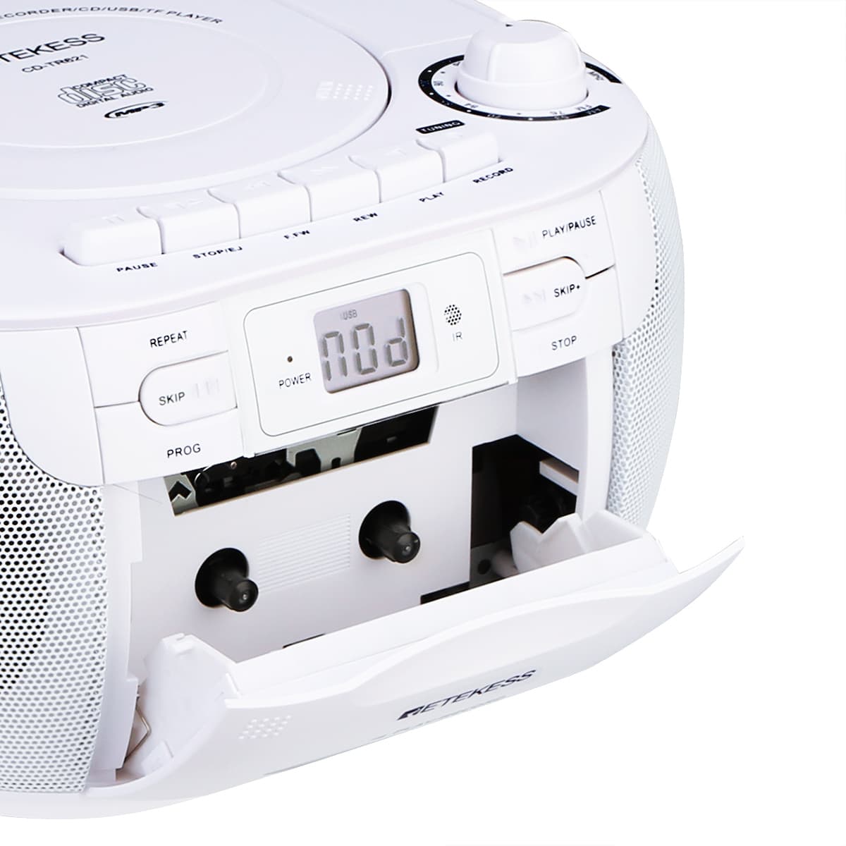 Retekess TR621 CD and Cassette Player Combo, Portable Boombox AM FM Radio,  Tape Recording, Stereo Sound with Remote Control, USB, Micro SD, for  Family(White) 