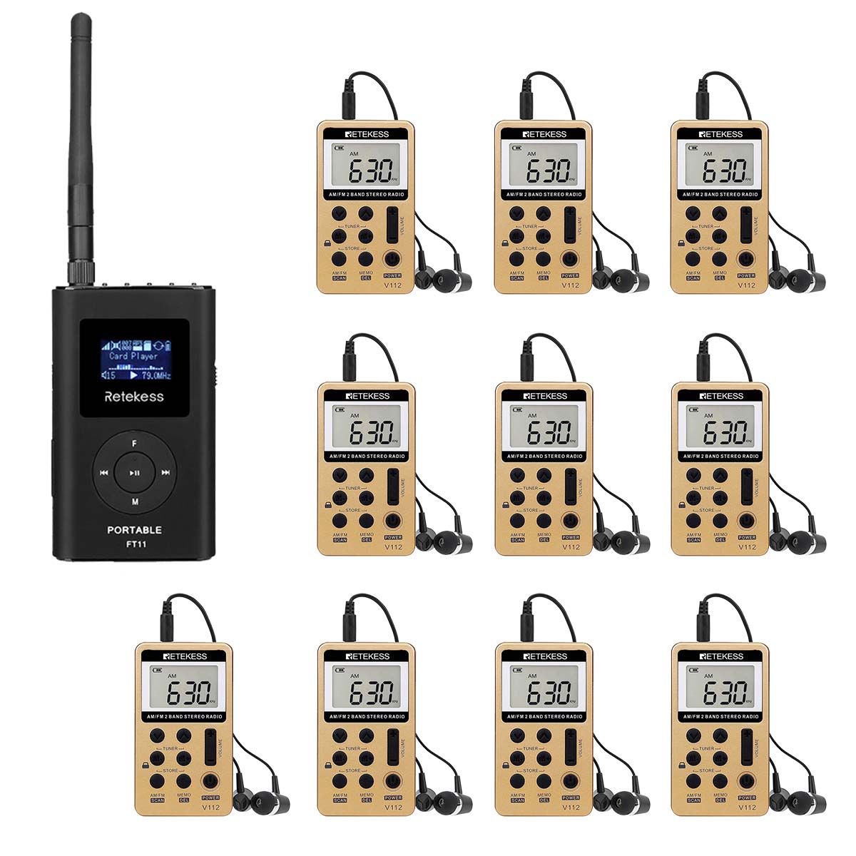 Retekess FT11 Portable FM Transmitter Support TF Card