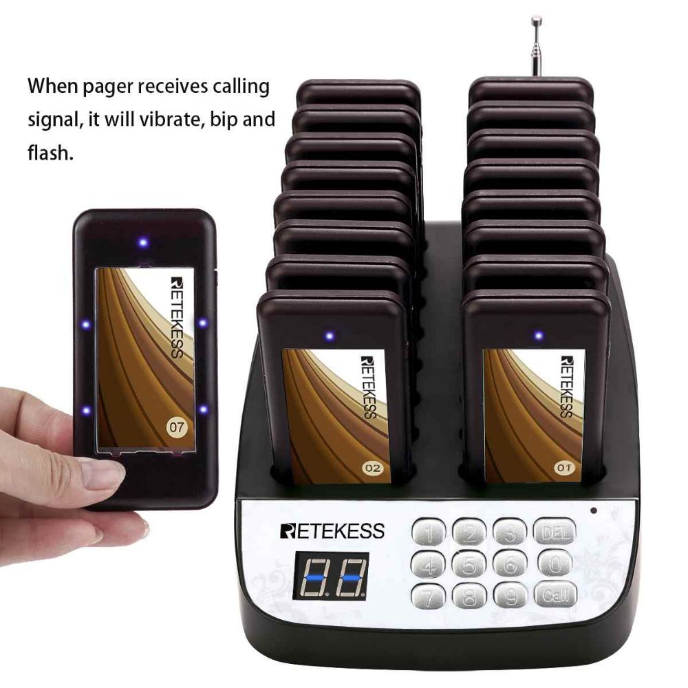 Retekess T113 Wireless Guest Pager System for Restaurant Clinic Easy Use Plug-and-Play