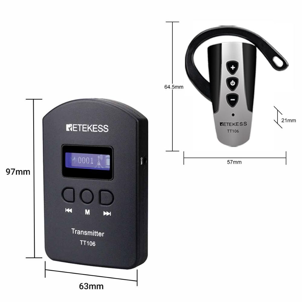 RetekessTT106 Tour Guide Systems with Two Transmitters for Church Interpretation, Group Tour, Training 2.4GHz