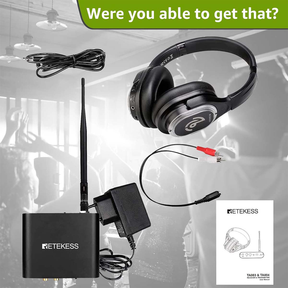Retekess TA003 TA004 Silent Disco System Silent Disco Headphones and  Transmitter for Parties or Classes