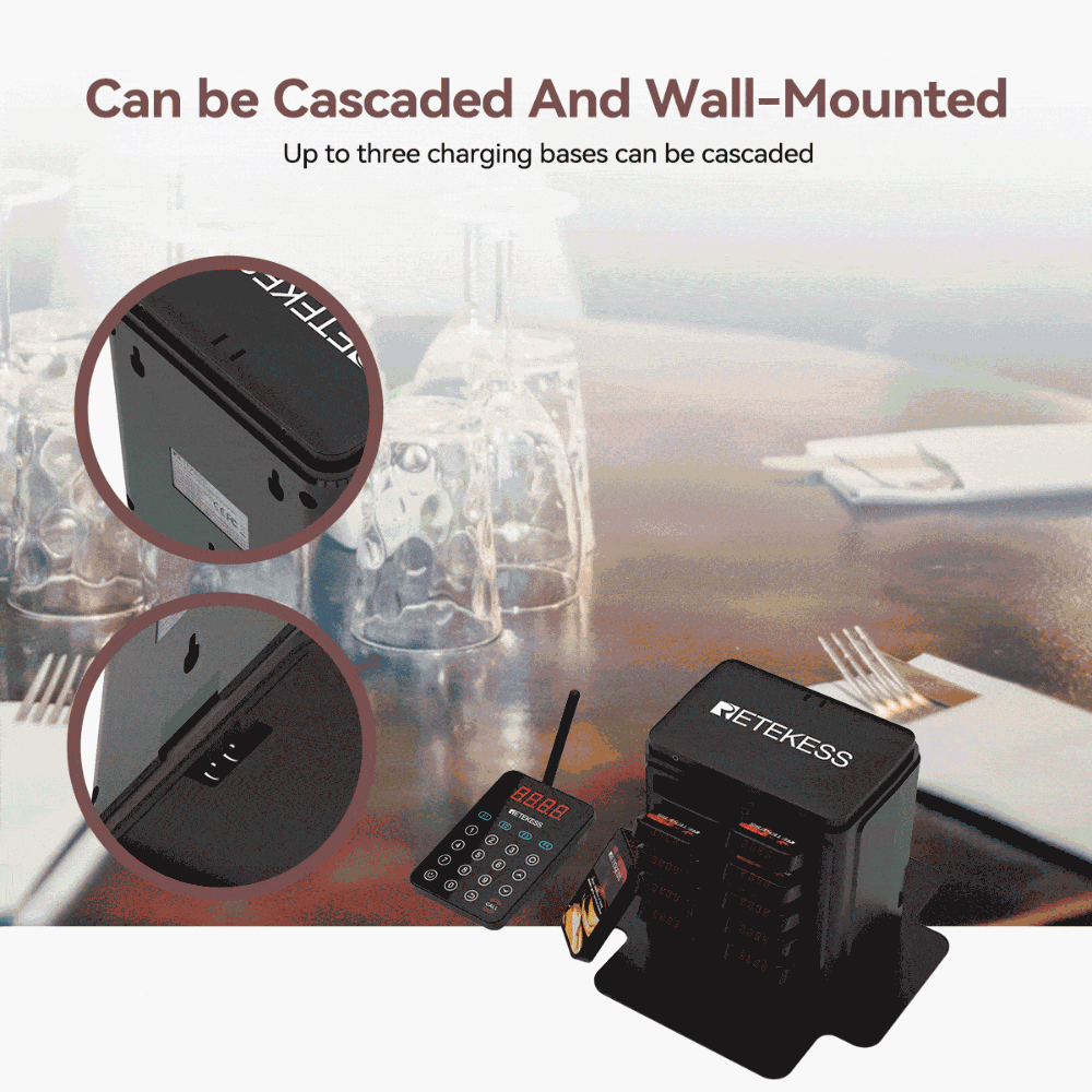 Retekess TD177 Matrices Paging System Comprehensive Upgrade Wall-Mountable Wireless Pager System for Restaurant, Clubs, Entertainment