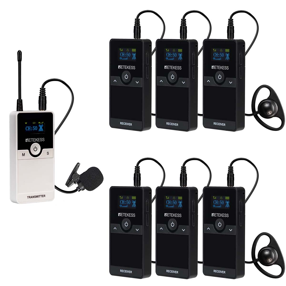 TT116 Tour Guide Headset System Removable Rechargeable Battery UHF ...