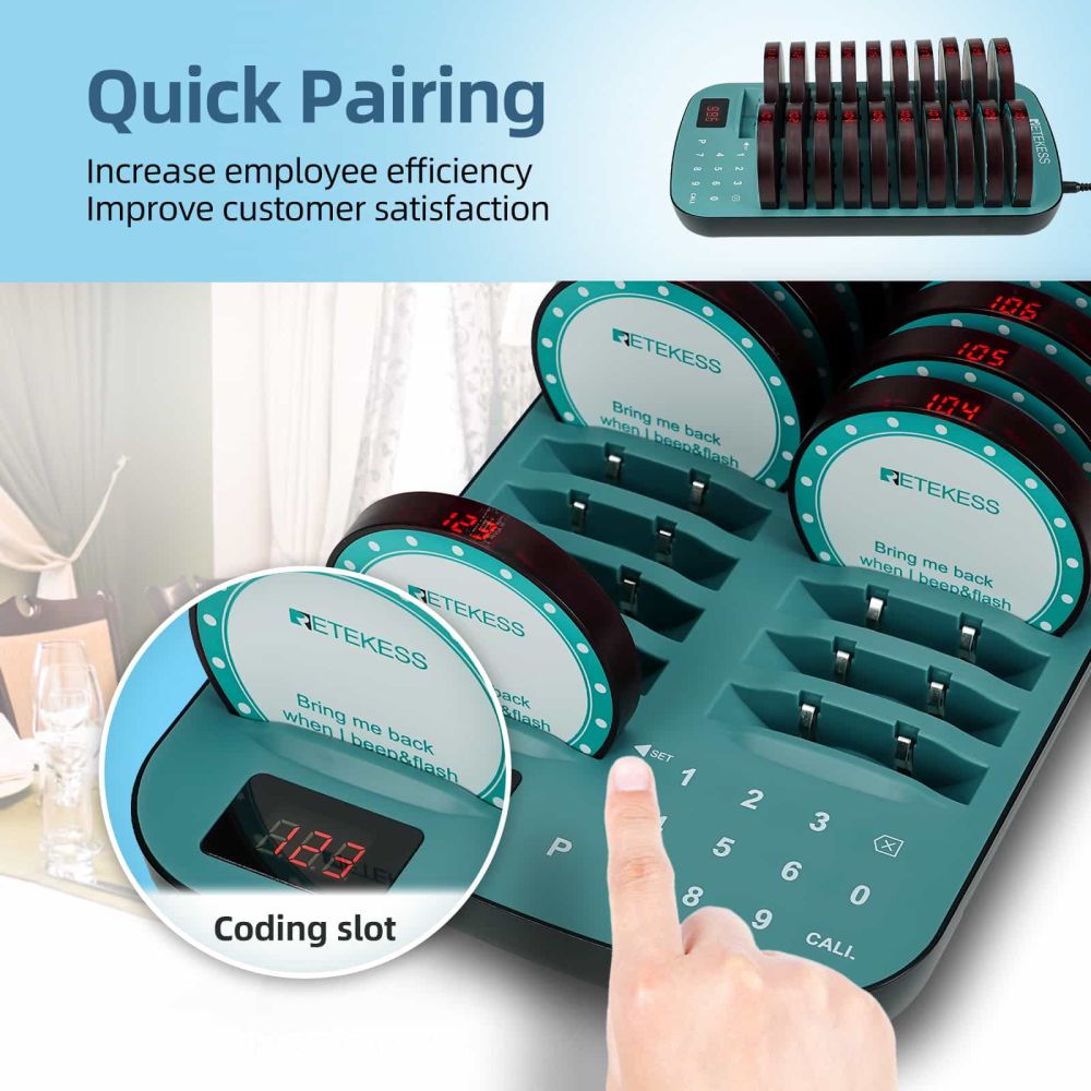 Retekess TD167A Restaurant Pager Queuing System With 20 Buzzers