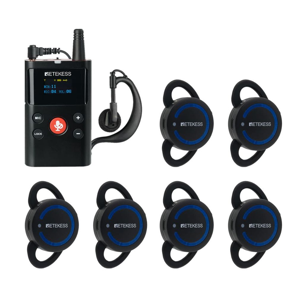 Retekess TT126 TT126R Tour Guide Radio System Ear-hook Receiver No Need Earphones for Tour Groups, Factory tours, Outdoor Excursions