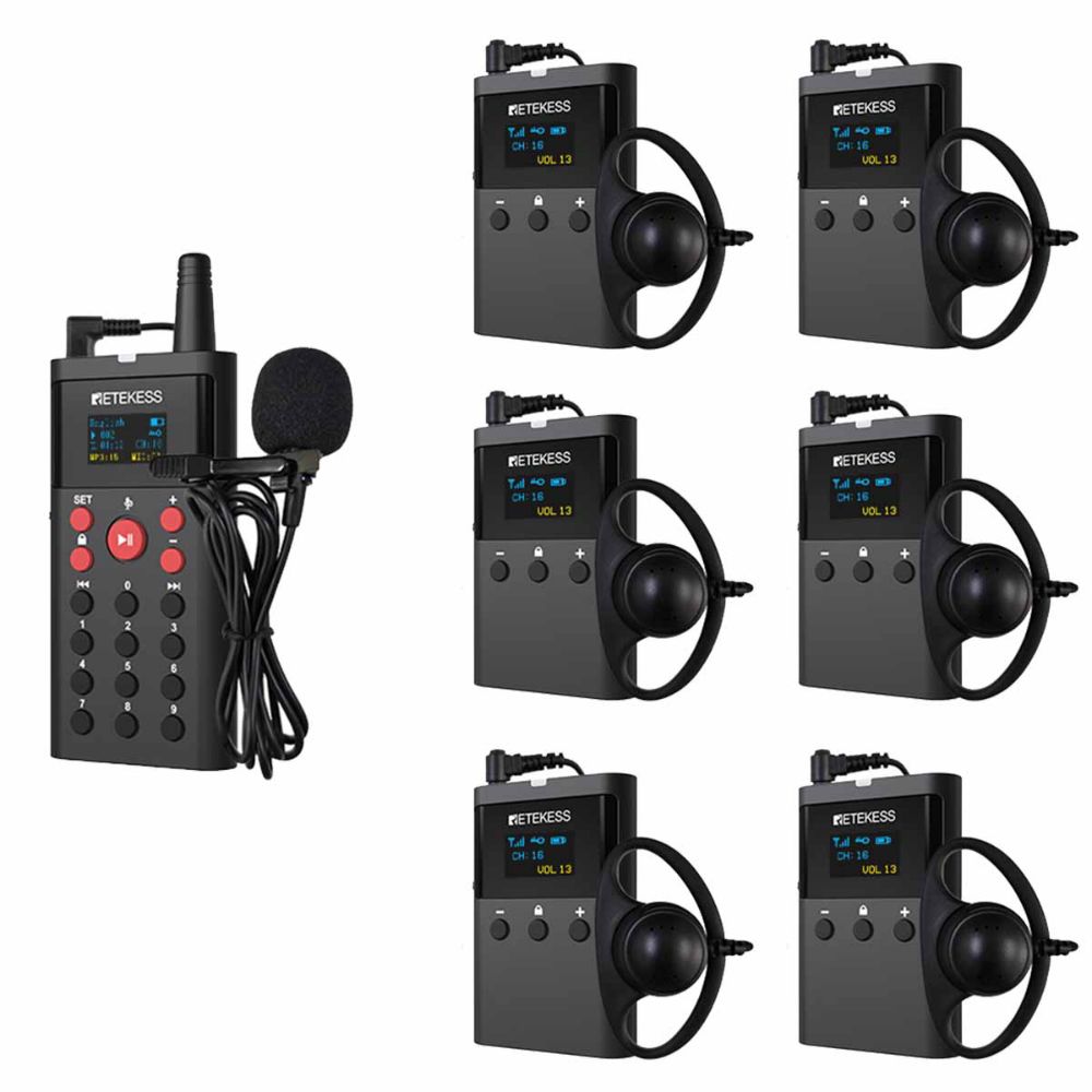 Retekess TT127 Tourguide and Audioguide System Supports Pre-recorded Audio and Live Explanations for Guided Tours, Museums and Factories