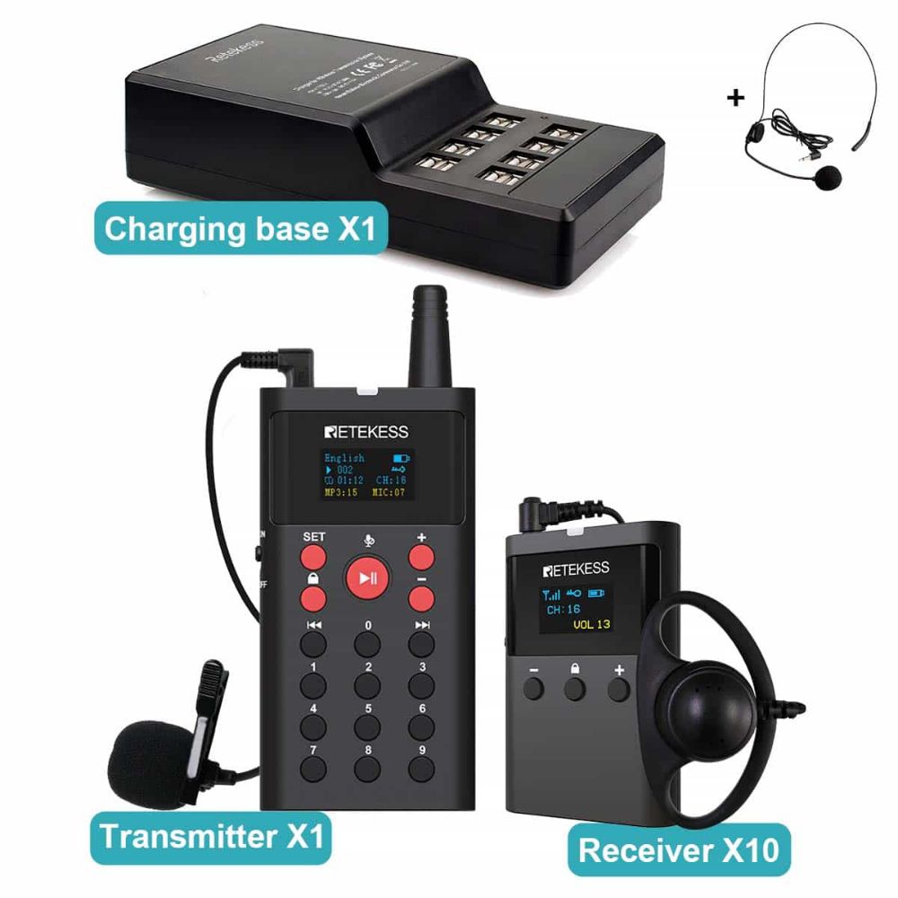 Retekess TT127 Audio Guide with Tour Guide Function for Guided Tours with 16-slot Charging Base